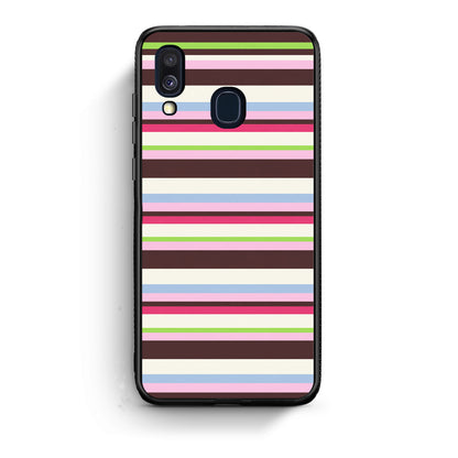 Θήκη Samsung Galaxy A40 Multicolour Horizontal Stripes από τη Smartfits με σχέδιο στο πίσω μέρος και μαύρο περίβλημα | Samsung Galaxy A40 Multicolour Horizontal Stripes case with colorful back and black bezels