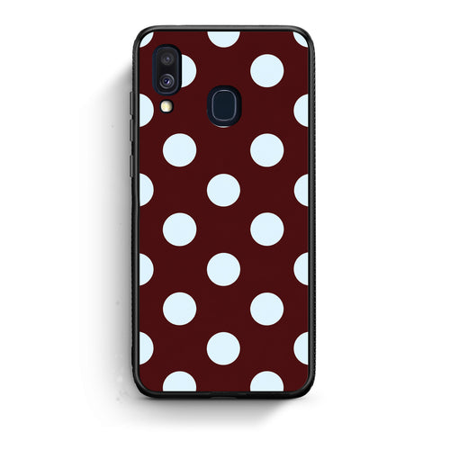 Θήκη Samsung Galaxy A40 Pale Blue Large Polka Dots on Burgundy από τη Smartfits με σχέδιο στο πίσω μέρος και μαύρο περίβλημα | Samsung Galaxy A40 Pale Blue Large Polka Dots on Burgundy case with colorful back and black bezels