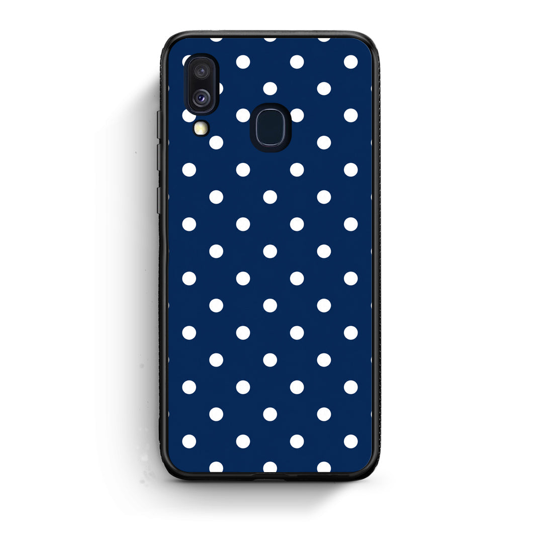 Θήκη Samsung Galaxy A40 White Small Polka Dots on Navy από τη Smartfits με σχέδιο στο πίσω μέρος και μαύρο περίβλημα | Samsung Galaxy A40 White Small Polka Dots on Navy case with colorful back and black bezels