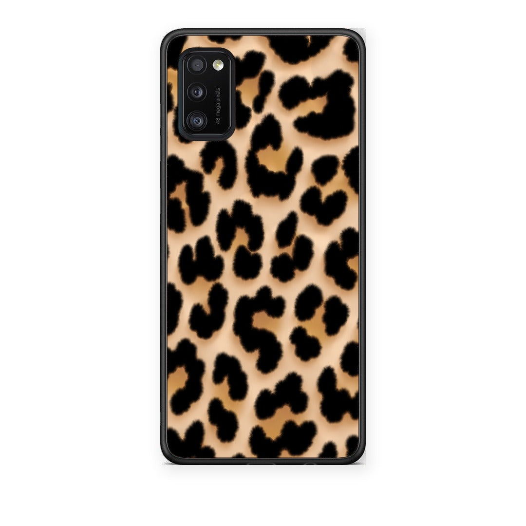 Θήκη Samsung Galaxy A41 Leopard Print Tan Large από τη Smartfits με σχέδιο στο πίσω μέρος και μαύρο περίβλημα | Samsung Galaxy A41 Leopard Print Tan Large case with colorful back and black bezels