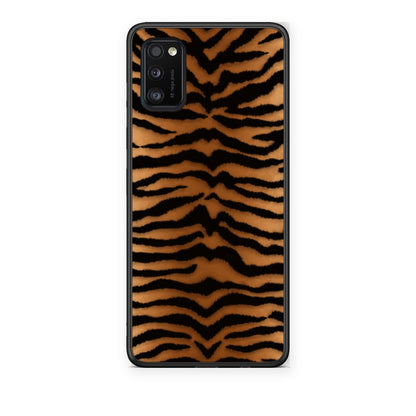 Θήκη Samsung Galaxy A41 Tiger Print Orange and Black από τη Smartfits με σχέδιο στο πίσω μέρος και μαύρο περίβλημα | Samsung Galaxy A41 Tiger Print Orange and Black case with colorful back and black bezels