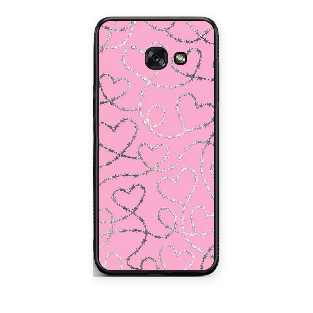 Θήκη Samsung Galaxy A5 2017 Barbed Wire Hearts on Pink από τη Smartfits με σχέδιο στο πίσω μέρος και μαύρο περίβλημα | Samsung Galaxy A5 2017 Barbed Wire Hearts on Pink case with colorful back and black bezels