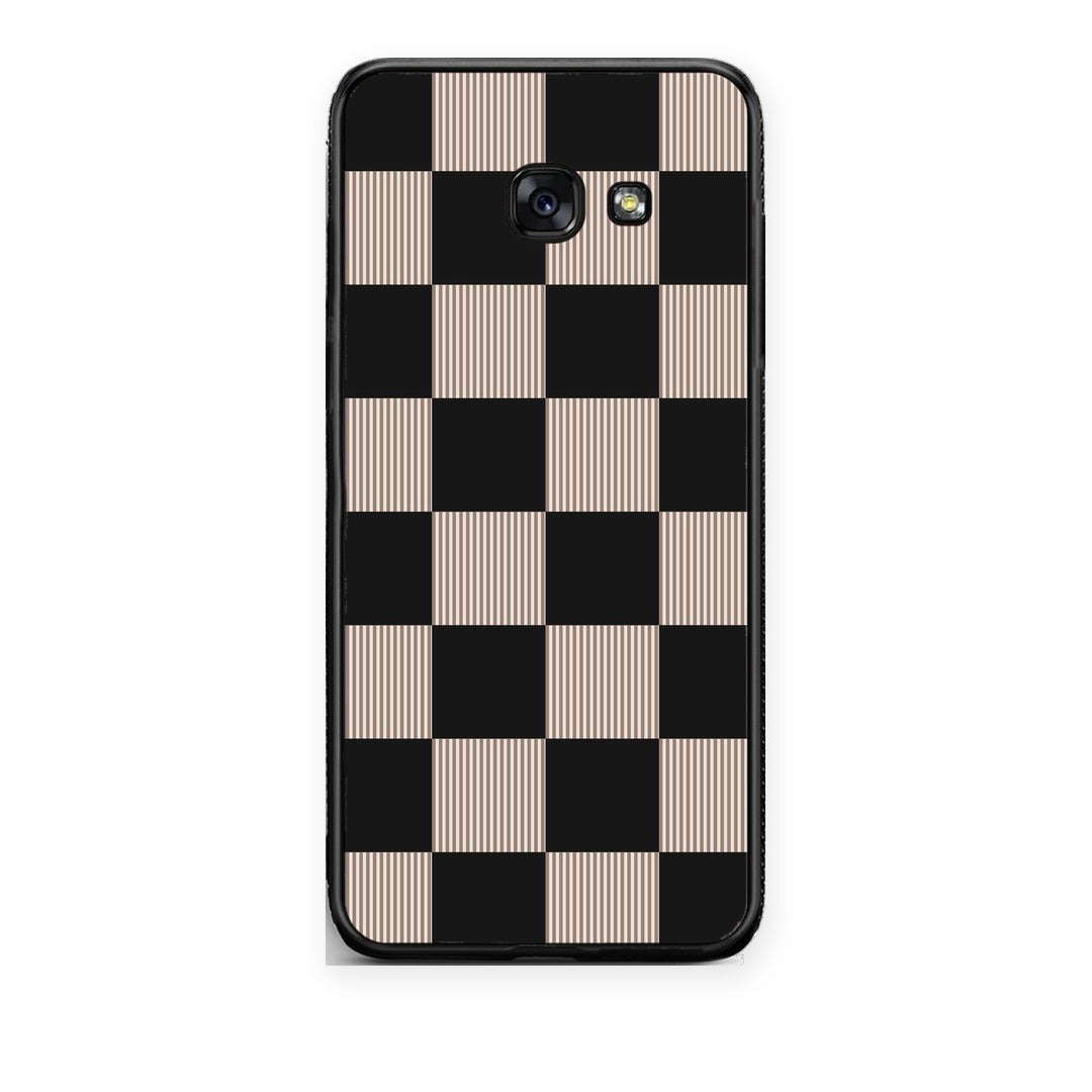 Θήκη Samsung Galaxy A5 2017 Black and Taupe Striped Checks από τη Smartfits με σχέδιο στο πίσω μέρος και μαύρο περίβλημα | Samsung Galaxy A5 2017 Black and Taupe Striped Checks case with colorful back and black bezels