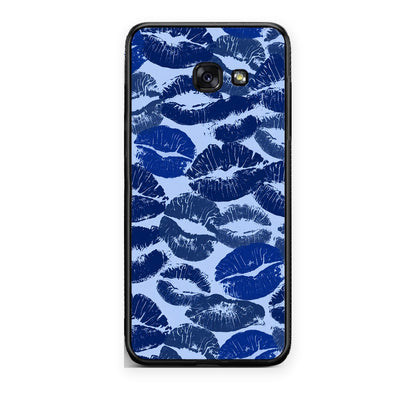 Θήκη Samsung Galaxy A5 2017 Blue Lipstick Kisses από τη Smartfits με σχέδιο στο πίσω μέρος και μαύρο περίβλημα | Samsung Galaxy A5 2017 Blue Lipstick Kisses case with colorful back and black bezels