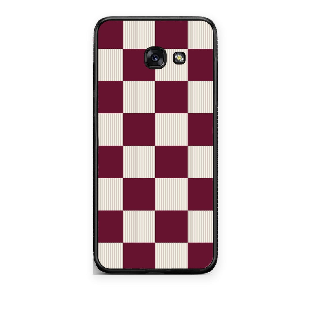 Θήκη Samsung Galaxy A5 2017 Burgundy and Cream Striped Checks από τη Smartfits με σχέδιο στο πίσω μέρος και μαύρο περίβλημα | Samsung Galaxy A5 2017 Burgundy and Cream Striped Checks case with colorful back and black bezels