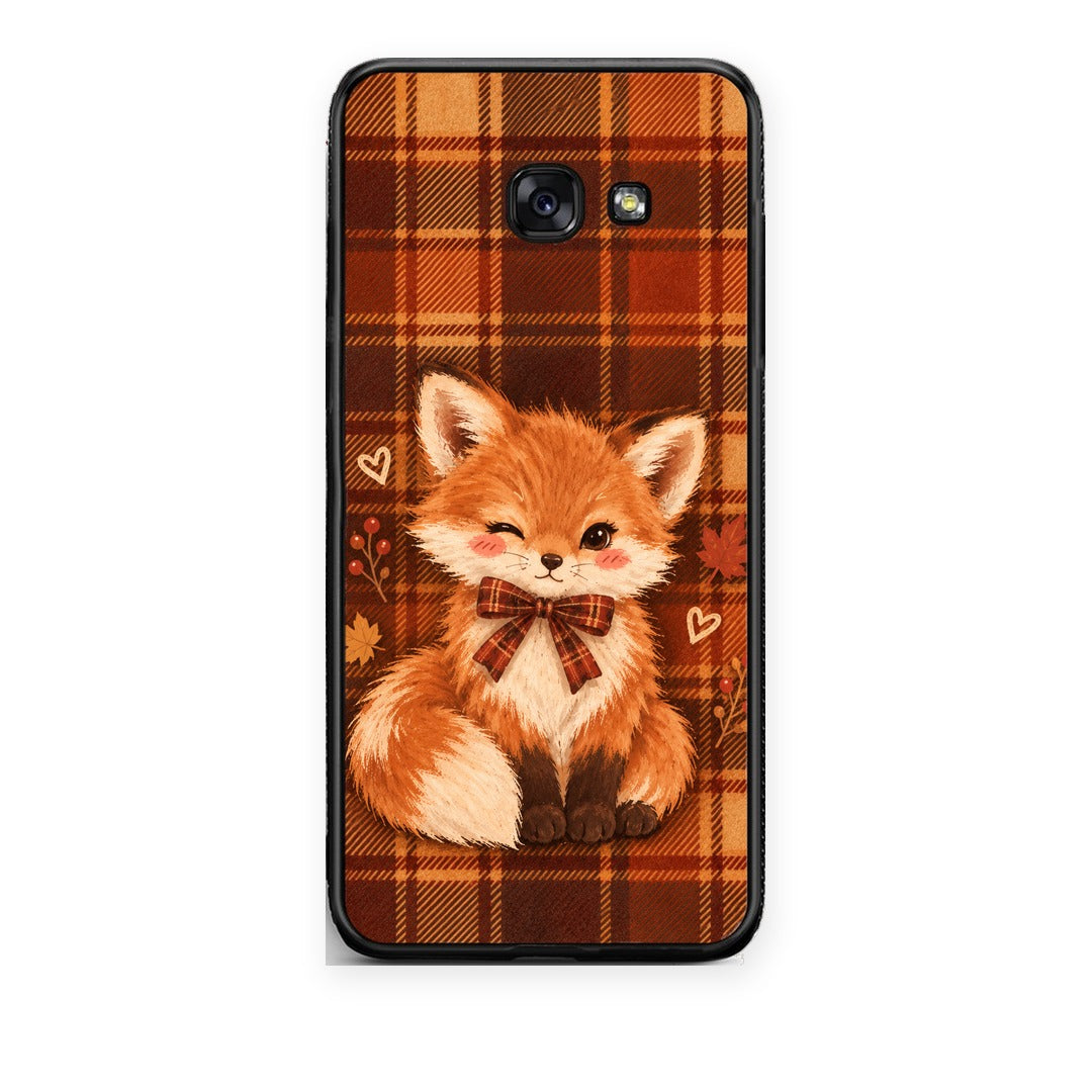 Θήκη Samsung Galaxy A5 2017 Fox on Autumn Tartan από τη Smartfits με σχέδιο στο πίσω μέρος και μαύρο περίβλημα | Samsung Galaxy A5 2017 Fox on Autumn Tartan case with colorful back and black bezels