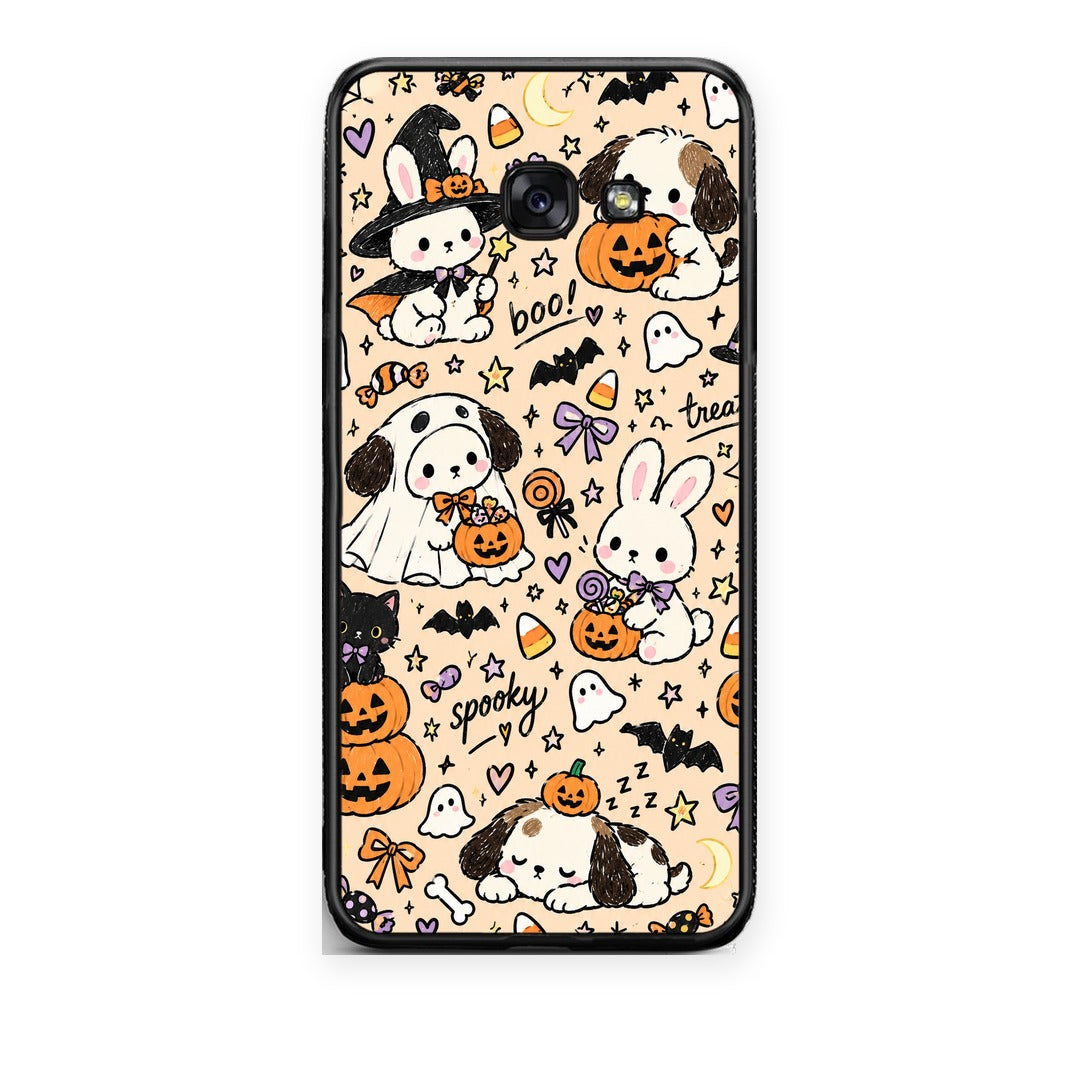 Θήκη Samsung Galaxy A5 2017 Halloween Puppies and Friends on Cream από τη Smartfits με σχέδιο στο πίσω μέρος και μαύρο περίβλημα | Samsung Galaxy A5 2017 Halloween Puppies and Friends on Cream case with colorful back and black bezels