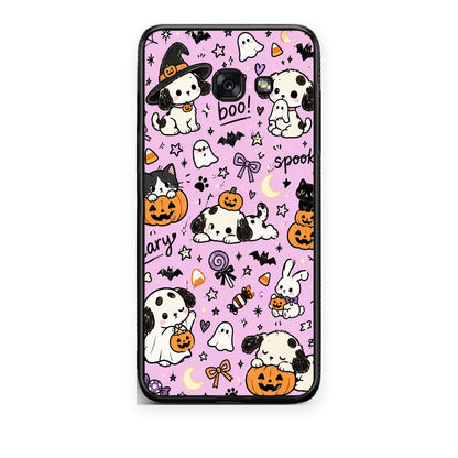Θήκη Samsung Galaxy A5 2017 Halloween Puppies and Friends on Lilac από τη Smartfits με σχέδιο στο πίσω μέρος και μαύρο περίβλημα | Samsung Galaxy A5 2017 Halloween Puppies and Friends on Lilac case with colorful back and black bezels