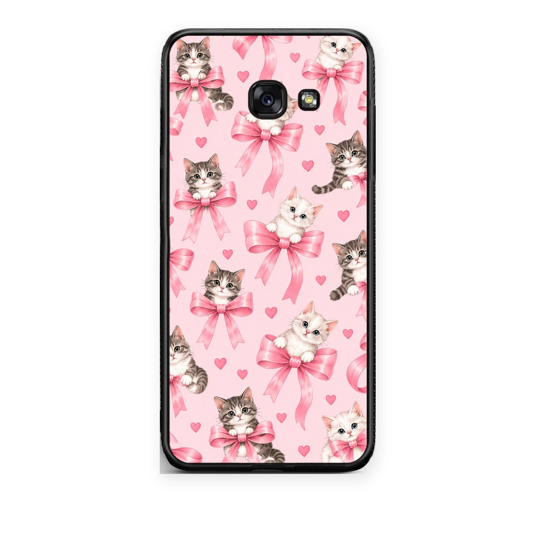 Θήκη Samsung Galaxy A5 2017 Kittens and Pink Bows on Pink από τη Smartfits με σχέδιο στο πίσω μέρος και μαύρο περίβλημα | Samsung Galaxy A5 2017 Kittens and Pink Bows on Pink case with colorful back and black bezels