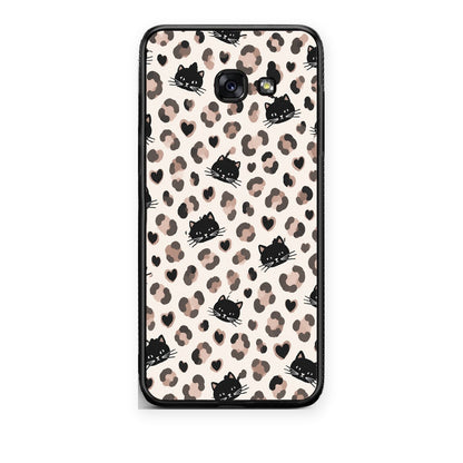 Θήκη Samsung Galaxy A5 2017 Leopard Spots and Black Cats on Cream από τη Smartfits με σχέδιο στο πίσω μέρος και μαύρο περίβλημα | Samsung Galaxy A5 2017 Leopard Spots and Black Cats on Cream case with colorful back and black bezels