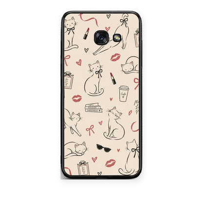 Θήκη Samsung Galaxy A5 2017 Minimal Cat and Fashion Doodles on Cream από τη Smartfits με σχέδιο στο πίσω μέρος και μαύρο περίβλημα | Samsung Galaxy A5 2017 Minimal Cat and Fashion Doodles on Cream case with colorful back and black bezels