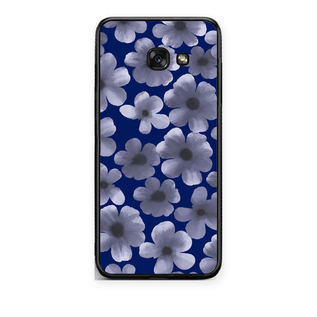 Θήκη Samsung Galaxy A5 2017 Pale Blue Flowers on Navy από τη Smartfits με σχέδιο στο πίσω μέρος και μαύρο περίβλημα | Samsung Galaxy A5 2017 Pale Blue Flowers on Navy case with colorful back and black bezels