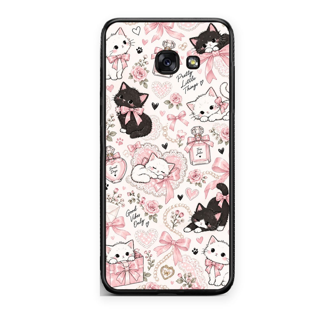 Θήκη Samsung Galaxy A5 2017 Pink Bows and Kittens Collage από τη Smartfits με σχέδιο στο πίσω μέρος και μαύρο περίβλημα | Samsung Galaxy A5 2017 Pink Bows and Kittens Collage case with colorful back and black bezels