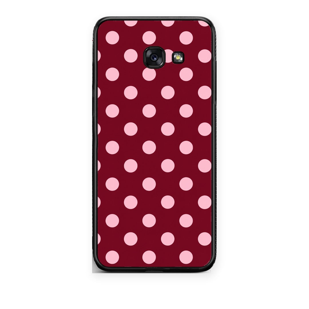 Θήκη Samsung Galaxy A5 2017 Pink Polka Dots on Burgundy από τη Smartfits με σχέδιο στο πίσω μέρος και μαύρο περίβλημα | Samsung Galaxy A5 2017 Pink Polka Dots on Burgundy case with colorful back and black bezels