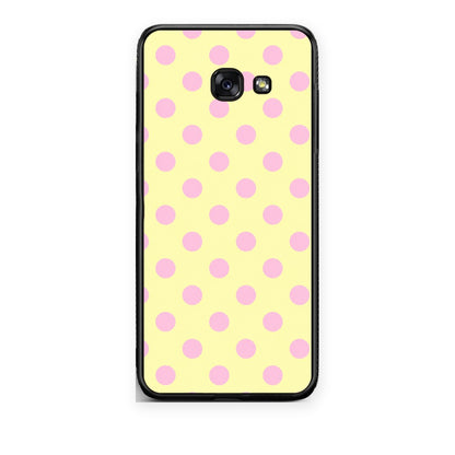 Θήκη Samsung Galaxy A5 2017 Pink Polka Dots on Yellow από τη Smartfits με σχέδιο στο πίσω μέρος και μαύρο περίβλημα | Samsung Galaxy A5 2017 Pink Polka Dots on Yellow case with colorful back and black bezels