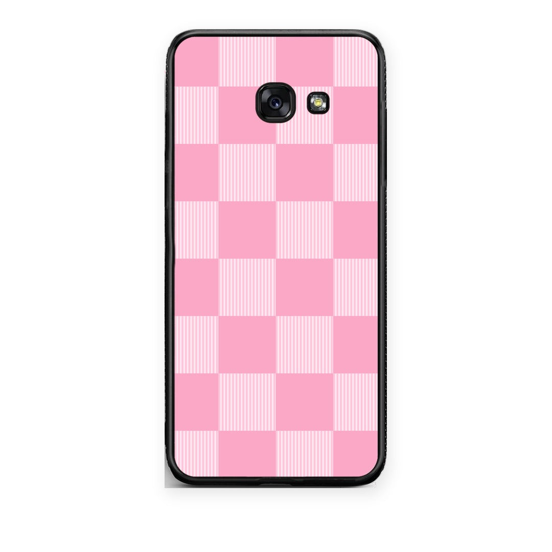 Θήκη Samsung Galaxy A5 2017 Pink and White Striped Checks από τη Smartfits με σχέδιο στο πίσω μέρος και μαύρο περίβλημα | Samsung Galaxy A5 2017 Pink and White Striped Checks case with colorful back and black bezels