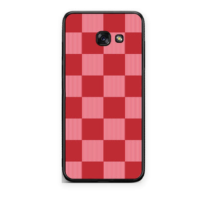 Θήκη Samsung Galaxy A5 2017 Red and Pink Striped Checks από τη Smartfits με σχέδιο στο πίσω μέρος και μαύρο περίβλημα | Samsung Galaxy A5 2017 Red and Pink Striped Checks case with colorful back and black bezels