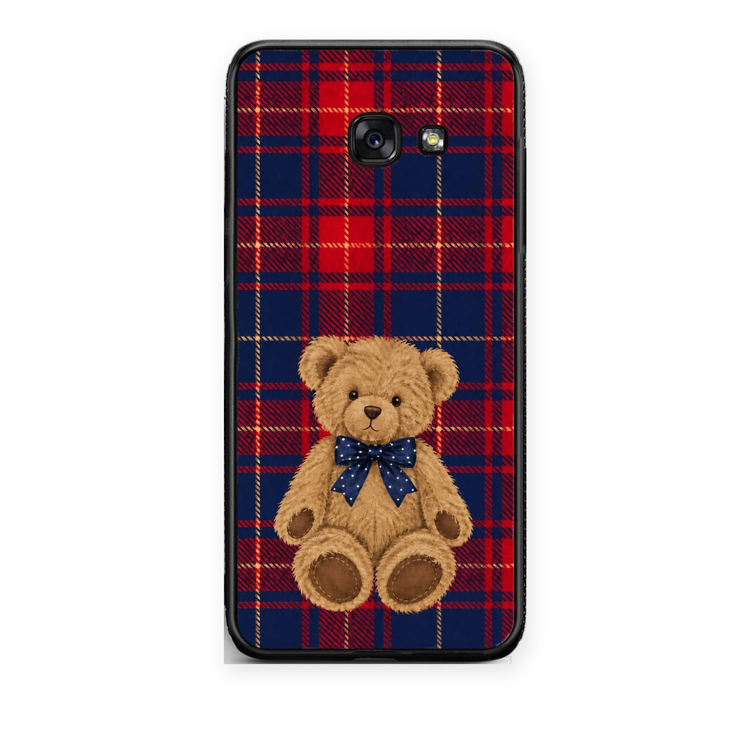 Θήκη Samsung Galaxy A5 2017 Teddy Bear on Red and Navy Tartan από τη Smartfits με σχέδιο στο πίσω μέρος και μαύρο περίβλημα | Samsung Galaxy A5 2017 Teddy Bear on Red and Navy Tartan case with colorful back and black bezels