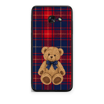 Θήκη Samsung Galaxy A5 2017 Teddy Bear on Red and Navy Tartan από τη Smartfits με σχέδιο στο πίσω μέρος και μαύρο περίβλημα | Samsung Galaxy A5 2017 Teddy Bear on Red and Navy Tartan case with colorful back and black bezels