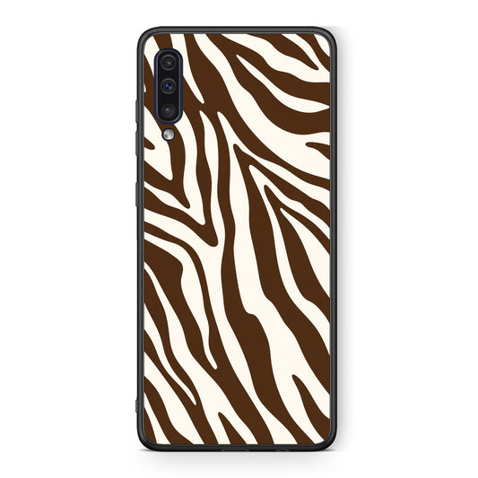Θήκη Samsung Galaxy A50 / A30s Brown and Cream Zebra Stripes από τη Smartfits με σχέδιο στο πίσω μέρος και μαύρο περίβλημα | Samsung Galaxy A50 / A30s Brown and Cream Zebra Stripes case with colorful back and black bezels