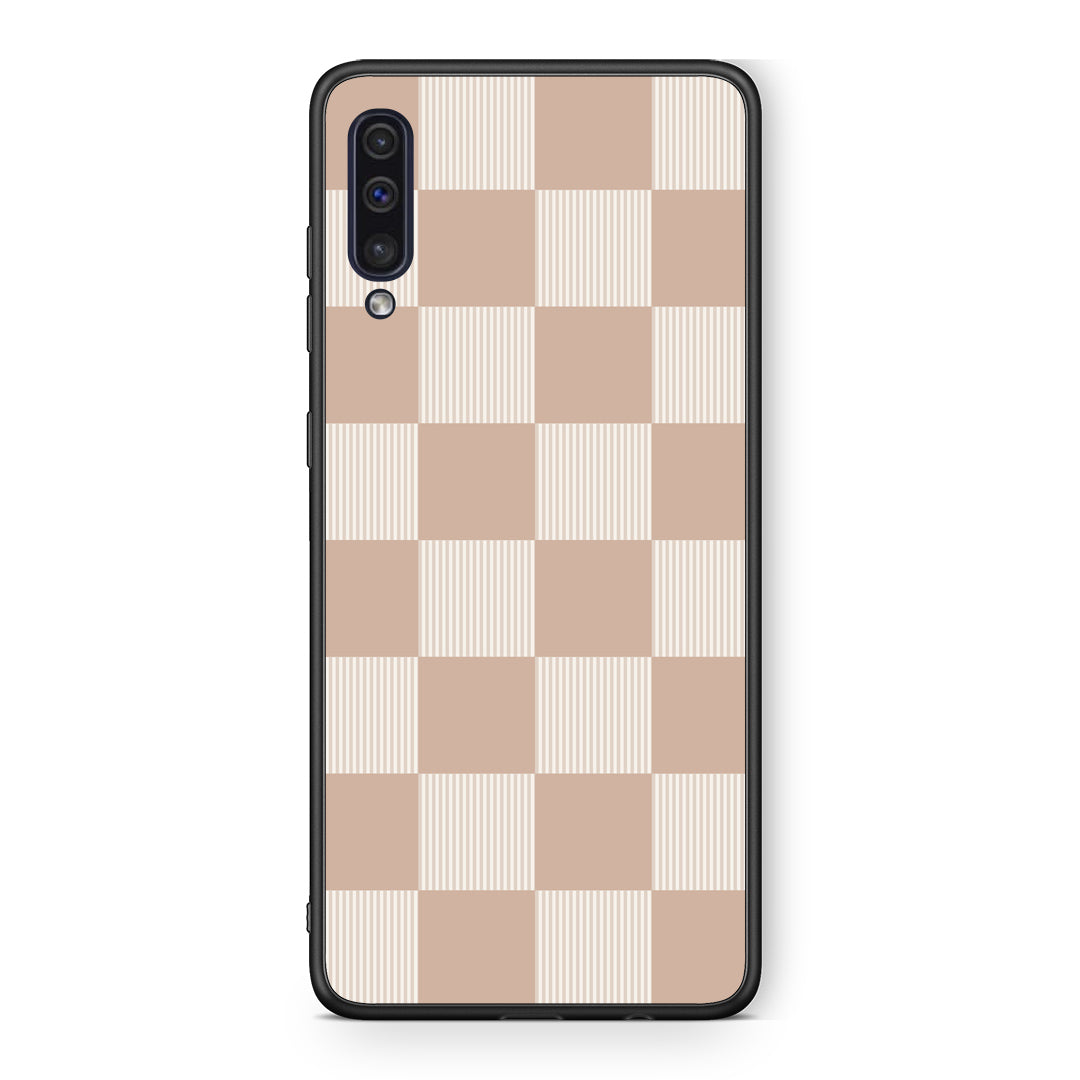 Θήκη Samsung Galaxy A50 / A30s Latte and Cream Striped Checks από τη Smartfits με σχέδιο στο πίσω μέρος και μαύρο περίβλημα | Samsung Galaxy A50 / A30s Latte and Cream Striped Checks case with colorful back and black bezels