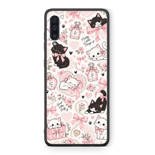 Θήκη Samsung Galaxy A50 / A30s Pink Bows and Kittens Collage από τη Smartfits με σχέδιο στο πίσω μέρος και μαύρο περίβλημα | Samsung Galaxy A50 / A30s Pink Bows and Kittens Collage case with colorful back and black bezels