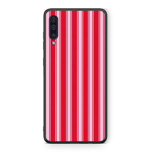 Θήκη Samsung Galaxy A50 / A30s Red and Pink Vertical Pinstripes από τη Smartfits με σχέδιο στο πίσω μέρος και μαύρο περίβλημα | Samsung Galaxy A50 / A30s Red and Pink Vertical Pinstripes case with colorful back and black bezels