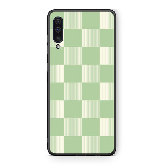 Θήκη Samsung Galaxy A50 / A30s Sage and Cream Striped Checks από τη Smartfits με σχέδιο στο πίσω μέρος και μαύρο περίβλημα | Samsung Galaxy A50 / A30s Sage and Cream Striped Checks case with colorful back and black bezels