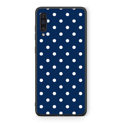Θήκη Samsung Galaxy A50 / A30s White Small Polka Dots on Navy από τη Smartfits με σχέδιο στο πίσω μέρος και μαύρο περίβλημα | Samsung Galaxy A50 / A30s White Small Polka Dots on Navy case with colorful back and black bezels