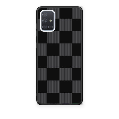 Θήκη Samsung Galaxy A51 Black and Charcoal Striped Checks από τη Smartfits με σχέδιο στο πίσω μέρος και μαύρο περίβλημα | Samsung Galaxy A51 Black and Charcoal Striped Checks case with colorful back and black bezels