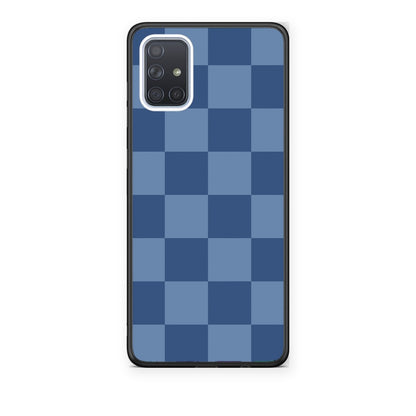 Θήκη Samsung Galaxy A51 Denim Blue Checkerboard από τη Smartfits με σχέδιο στο πίσω μέρος και μαύρο περίβλημα | Samsung Galaxy A51 Denim Blue Checkerboard case with colorful back and black bezels