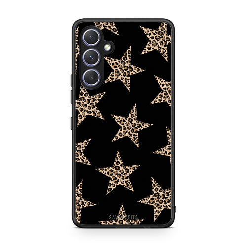 Θήκη Samsung Galaxy A54 Leopard Stars on Black από τη Smartfits με σχέδιο στο πίσω μέρος και μαύρο περίβλημα | Samsung Galaxy A54 Leopard Stars on Black case with colorful back and black bezels