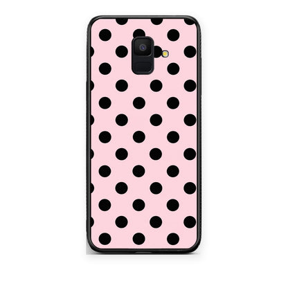 Θήκη Samsung Galaxy A6 2018 Black Polka Dots on Pink από τη Smartfits με σχέδιο στο πίσω μέρος και μαύρο περίβλημα | Samsung Galaxy A6 2018 Black Polka Dots on Pink case with colorful back and black bezels
