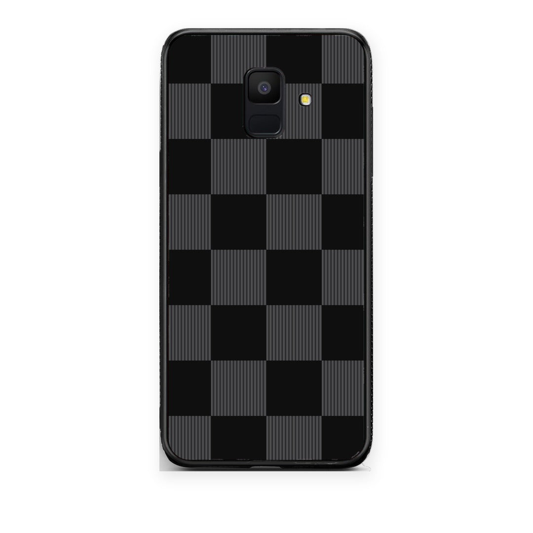 Θήκη Samsung Galaxy A6 2018 Black and Charcoal Striped Checks από τη Smartfits με σχέδιο στο πίσω μέρος και μαύρο περίβλημα | Samsung Galaxy A6 2018 Black and Charcoal Striped Checks case with colorful back and black bezels