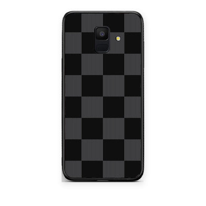 Θήκη Samsung Galaxy A6 2018 Black and Charcoal Striped Checks από τη Smartfits με σχέδιο στο πίσω μέρος και μαύρο περίβλημα | Samsung Galaxy A6 2018 Black and Charcoal Striped Checks case with colorful back and black bezels