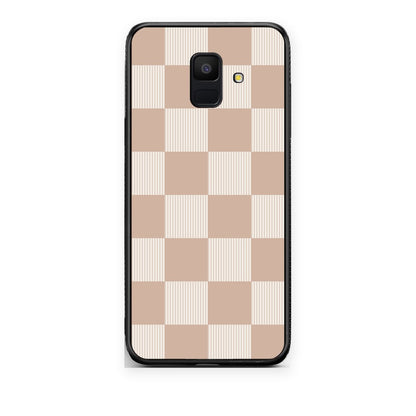 Θήκη Samsung Galaxy A6 2018 Latte and Cream Striped Checks από τη Smartfits με σχέδιο στο πίσω μέρος και μαύρο περίβλημα | Samsung Galaxy A6 2018 Latte and Cream Striped Checks case with colorful back and black bezels