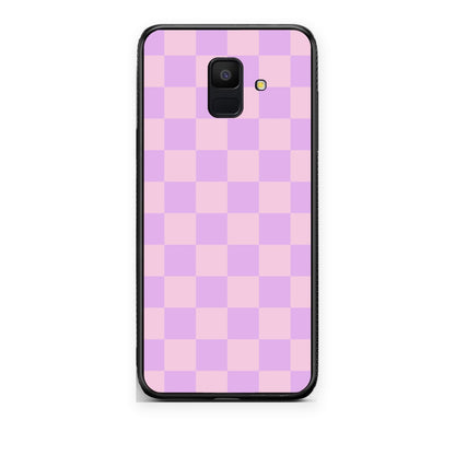 Θήκη Samsung Galaxy A6 2018 Lavender and Pink Checkerboard από τη Smartfits με σχέδιο στο πίσω μέρος και μαύρο περίβλημα | Samsung Galaxy A6 2018 Lavender and Pink Checkerboard case with colorful back and black bezels
