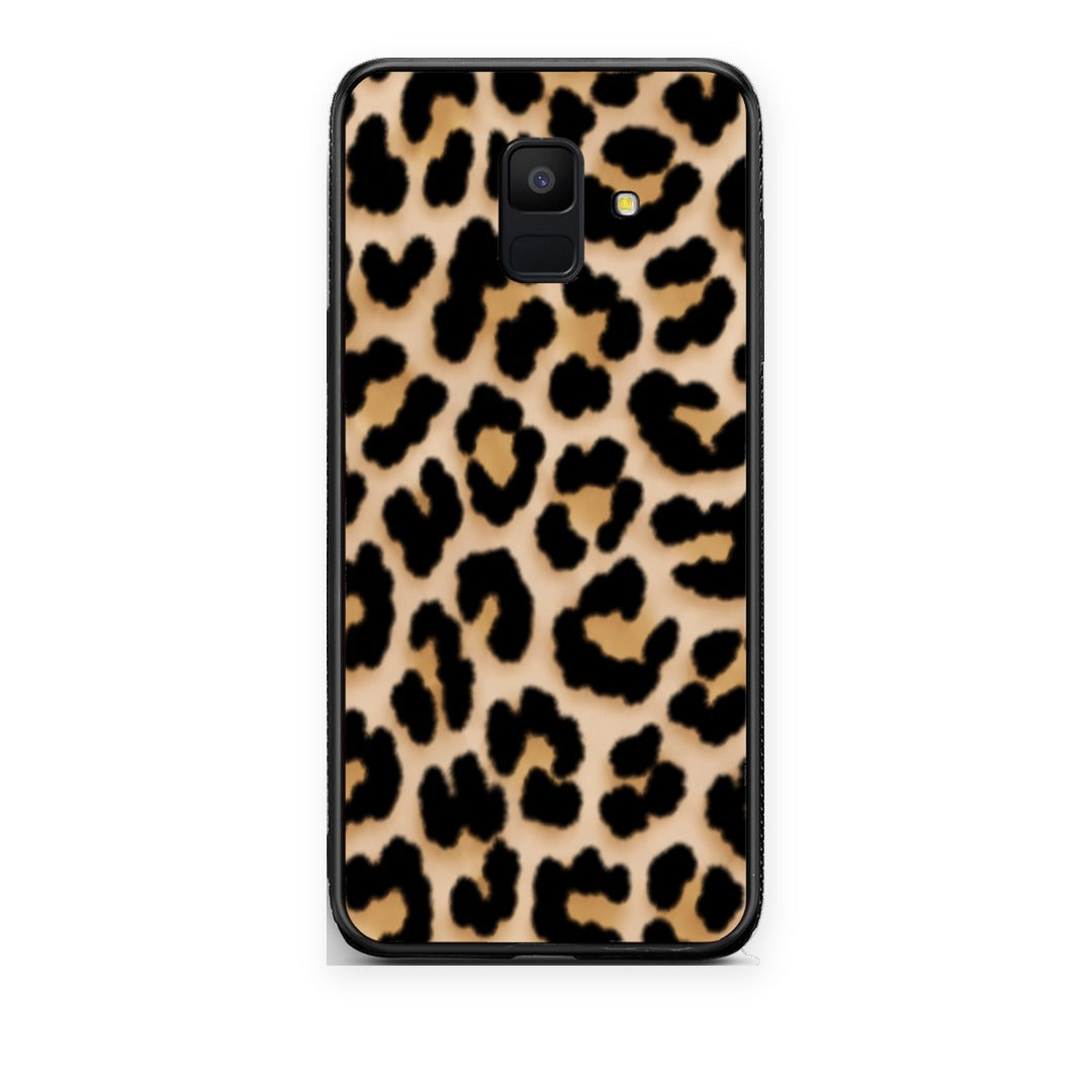 Θήκη Samsung Galaxy A6 2018 Leopard Print Tan Small από τη Smartfits με σχέδιο στο πίσω μέρος και μαύρο περίβλημα | Samsung Galaxy A6 2018 Leopard Print Tan Small case with colorful back and black bezels