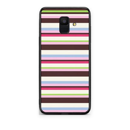 Θήκη Samsung Galaxy A6 2018 Multicolour Horizontal Stripes από τη Smartfits με σχέδιο στο πίσω μέρος και μαύρο περίβλημα | Samsung Galaxy A6 2018 Multicolour Horizontal Stripes case with colorful back and black bezels