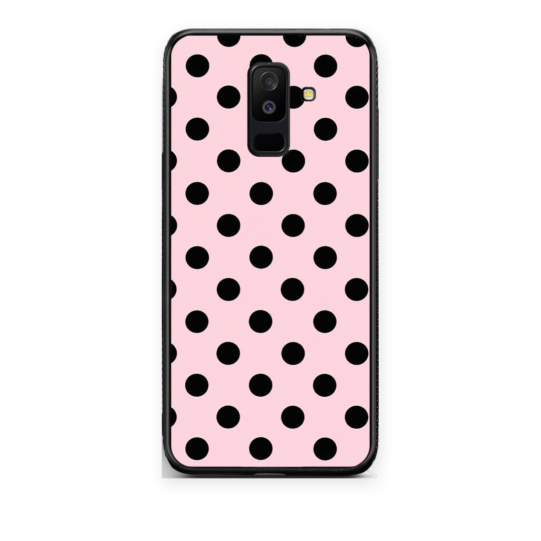 Θήκη Samsung Galaxy A6+ 2018 Black Polka Dots on Pink από τη Smartfits με σχέδιο στο πίσω μέρος και μαύρο περίβλημα | Samsung Galaxy A6+ 2018 Black Polka Dots on Pink case with colorful back and black bezels