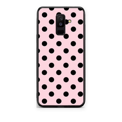 Θήκη Samsung Galaxy A6+ 2018 Black Polka Dots on Pink από τη Smartfits με σχέδιο στο πίσω μέρος και μαύρο περίβλημα | Samsung Galaxy A6+ 2018 Black Polka Dots on Pink case with colorful back and black bezels