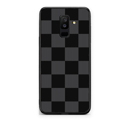 Θήκη Samsung Galaxy A6+ 2018 Black and Charcoal Striped Checks από τη Smartfits με σχέδιο στο πίσω μέρος και μαύρο περίβλημα | Samsung Galaxy A6+ 2018 Black and Charcoal Striped Checks case with colorful back and black bezels