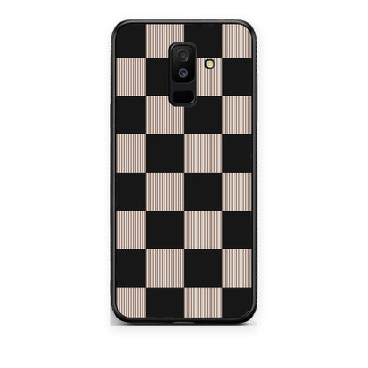 Θήκη Samsung Galaxy A6+ 2018 Black and Taupe Striped Checks από τη Smartfits με σχέδιο στο πίσω μέρος και μαύρο περίβλημα | Samsung Galaxy A6+ 2018 Black and Taupe Striped Checks case with colorful back and black bezels