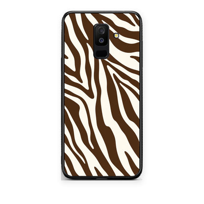 Θήκη Samsung Galaxy A6+ 2018 Brown and Cream Zebra Stripes από τη Smartfits με σχέδιο στο πίσω μέρος και μαύρο περίβλημα | Samsung Galaxy A6+ 2018 Brown and Cream Zebra Stripes case with colorful back and black bezels