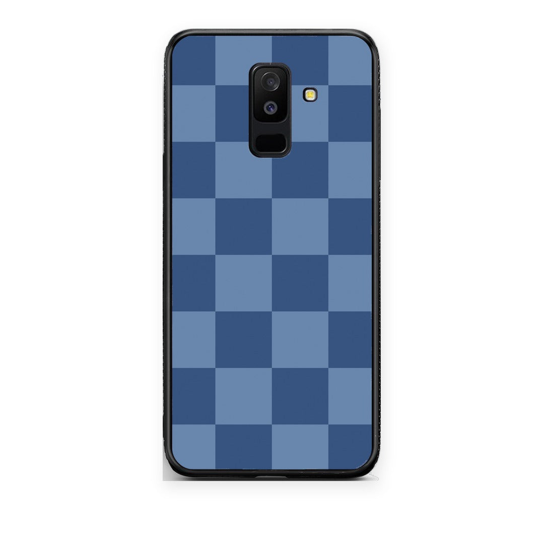 Θήκη Samsung Galaxy A6+ 2018 Denim Blue Checkerboard από τη Smartfits με σχέδιο στο πίσω μέρος και μαύρο περίβλημα | Samsung Galaxy A6+ 2018 Denim Blue Checkerboard case with colorful back and black bezels