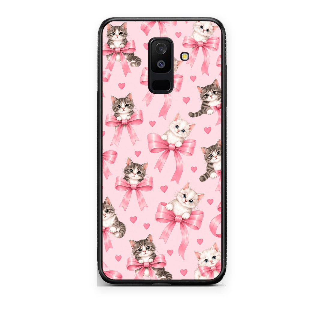 Θήκη Samsung Galaxy A6+ 2018 Kittens and Pink Bows on Pink από τη Smartfits με σχέδιο στο πίσω μέρος και μαύρο περίβλημα | Samsung Galaxy A6+ 2018 Kittens and Pink Bows on Pink case with colorful back and black bezels