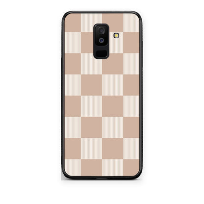 Θήκη Samsung Galaxy A6+ 2018 Latte and Cream Striped Checks από τη Smartfits με σχέδιο στο πίσω μέρος και μαύρο περίβλημα | Samsung Galaxy A6+ 2018 Latte and Cream Striped Checks case with colorful back and black bezels