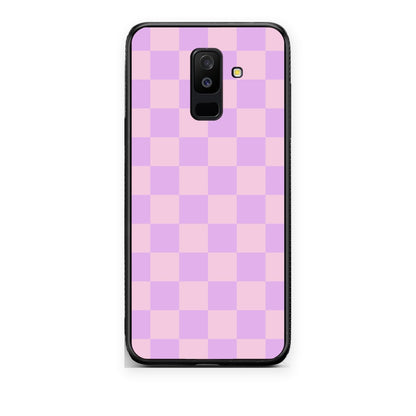 Θήκη Samsung Galaxy A6+ 2018 Lavender and Pink Checkerboard από τη Smartfits με σχέδιο στο πίσω μέρος και μαύρο περίβλημα | Samsung Galaxy A6+ 2018 Lavender and Pink Checkerboard case with colorful back and black bezels