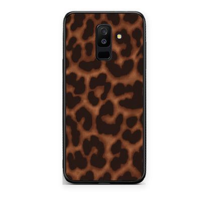Θήκη Samsung Galaxy A6+ 2018 Leopard Print Dark Brown από τη Smartfits με σχέδιο στο πίσω μέρος και μαύρο περίβλημα | Samsung Galaxy A6+ 2018 Leopard Print Dark Brown case with colorful back and black bezels