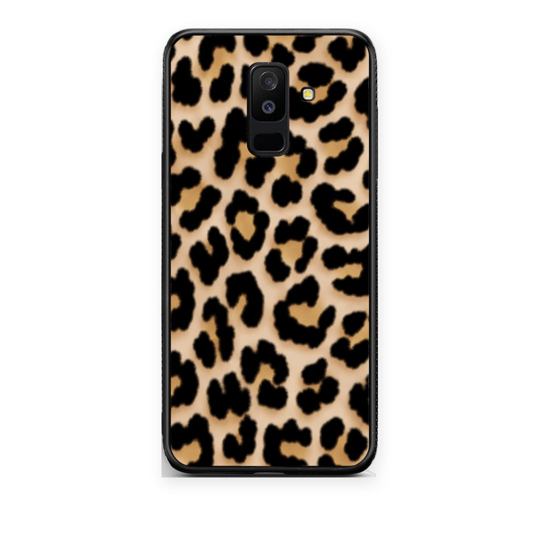 Θήκη Samsung Galaxy A6+ 2018 Leopard Print Tan Small από τη Smartfits με σχέδιο στο πίσω μέρος και μαύρο περίβλημα | Samsung Galaxy A6+ 2018 Leopard Print Tan Small case with colorful back and black bezels